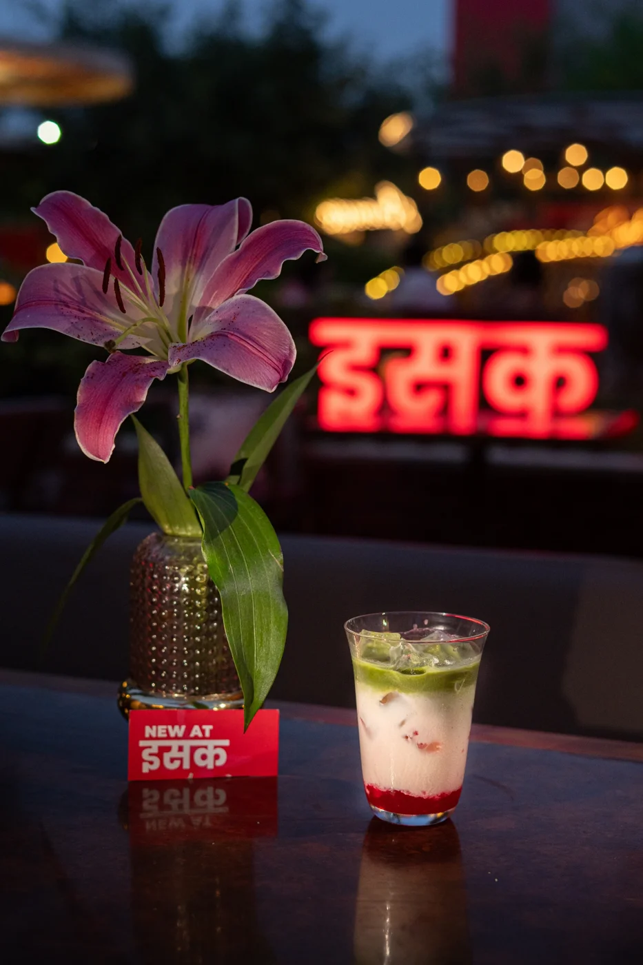 A signature Esak dish garnished with flowers